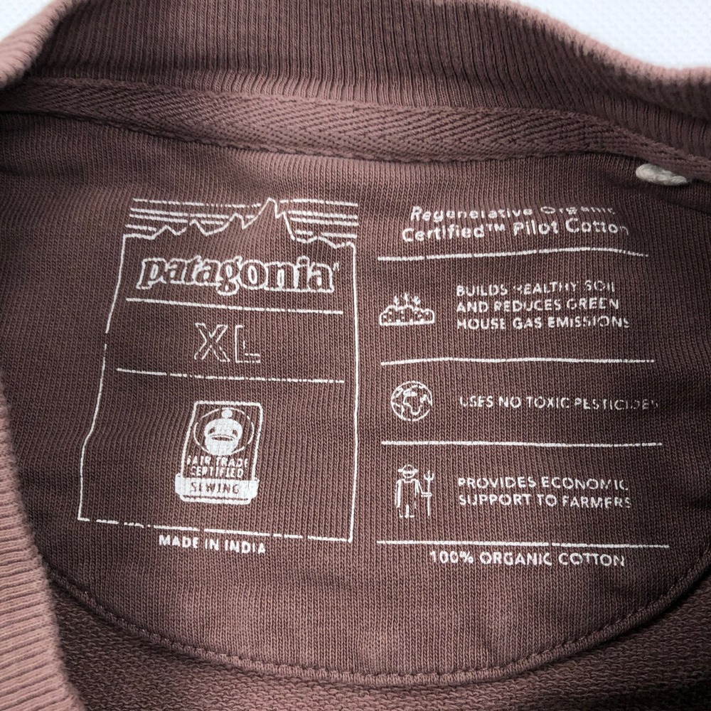 Patagonia Regenerative Crewneck Sweatshirt Dusky Brown Organic Cotton XL 26346 - Picture 3 of 11